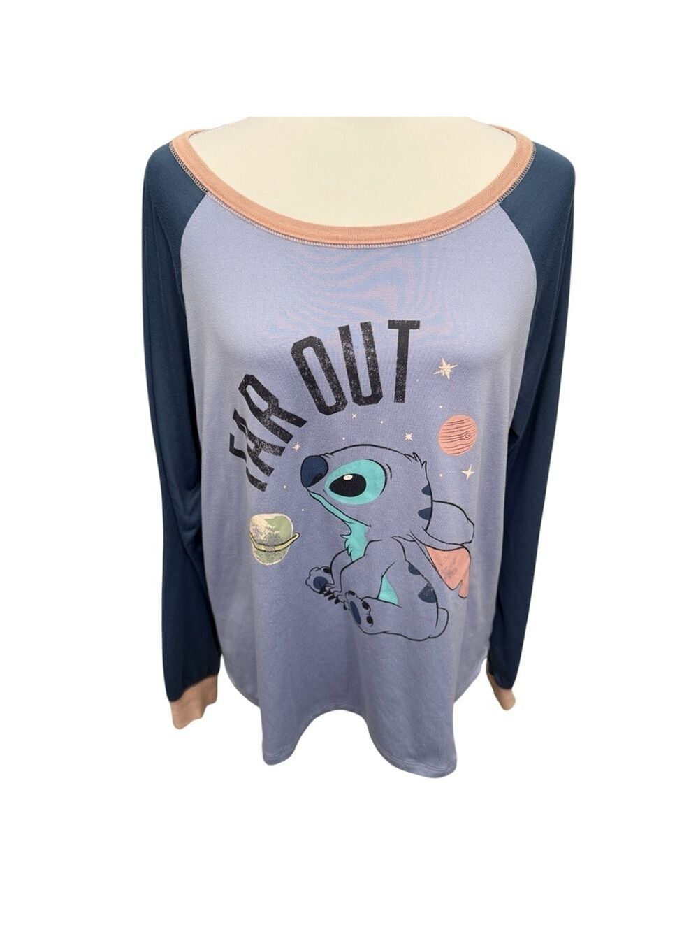 Disney Stitch Women’s Size L Long Sleeve Pajama Top - Picture 2 of 5